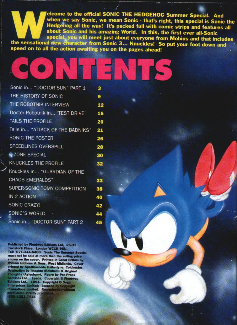 Sonic Holiday Special - Summer 1994 Page 1